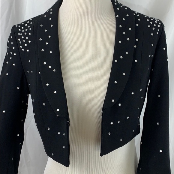 ✓ H&M EUC Bolero crop rhinestone jacket 4 black - Picture 2 of 16